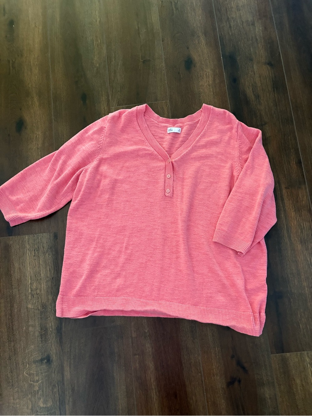 croft & barrow Coral V-Neck Henley Sweater